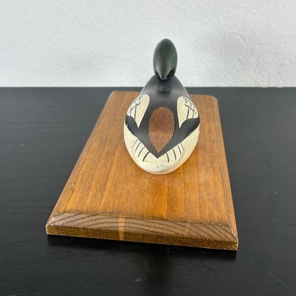 VTG  Table Decor Duck Decoy- Painted Wood- mounted on wood- mallard- 10x6” - Picture 2 of 6